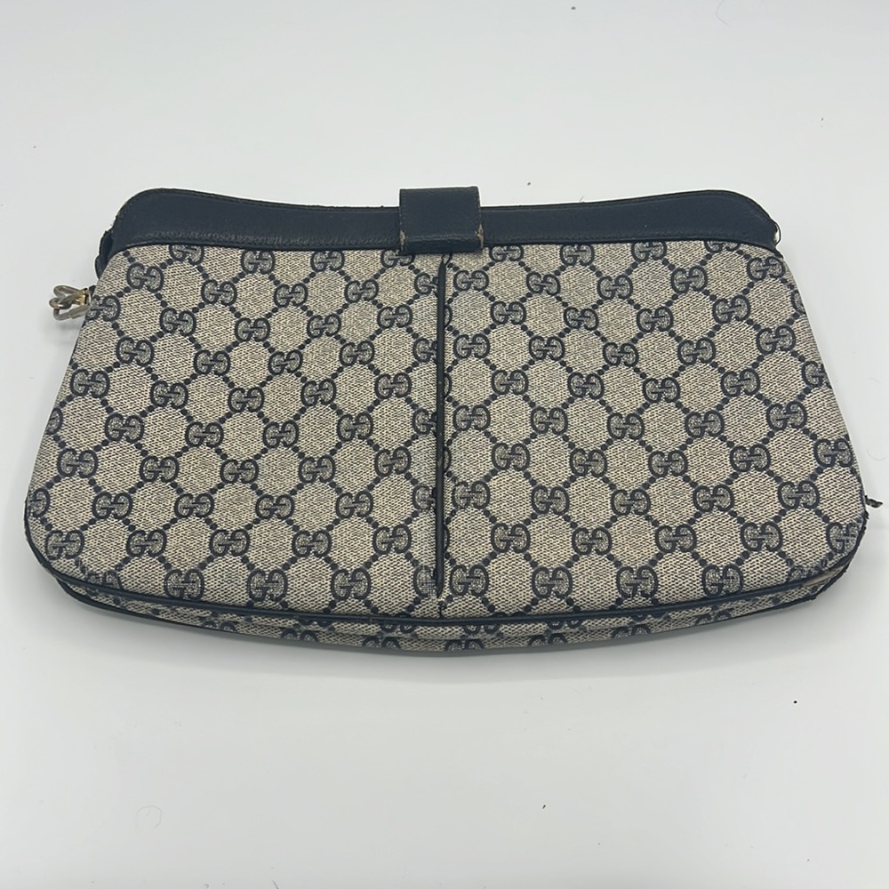 GUCCI GG Sherry Line Canvas Shoulder Bag Navy Blue vintage - Picture 3 of 11